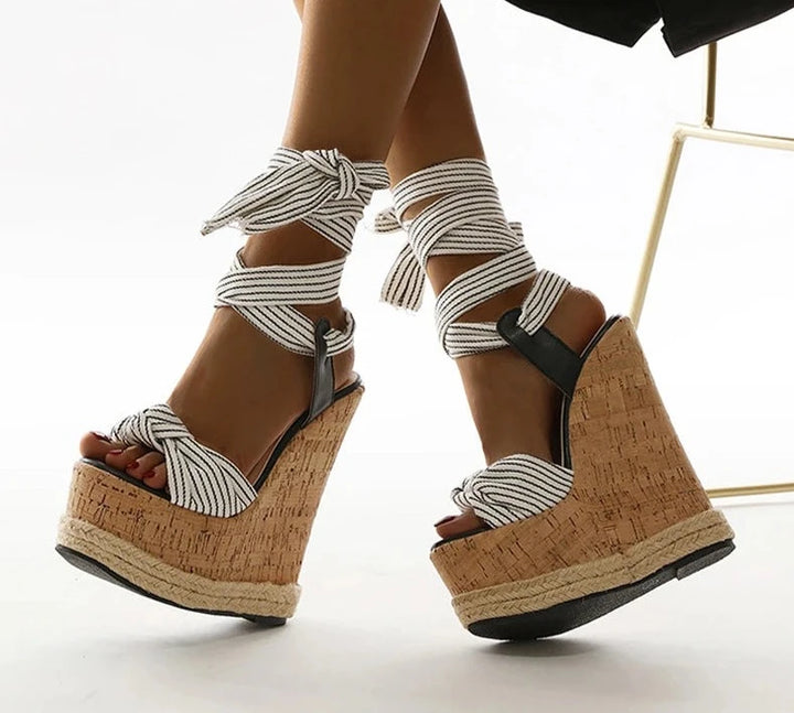 Summer Solid White Platform Wedges Sandals Women Fashion High Heels