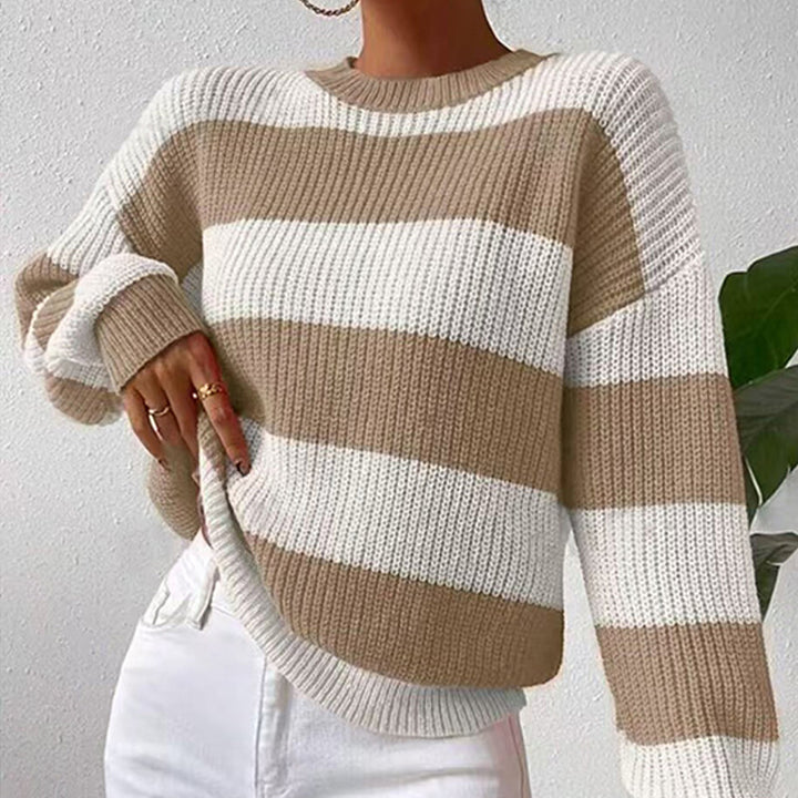 Ruby - Round Neck Drop Shoulder Long Sleeve Sweater For Fall Winter