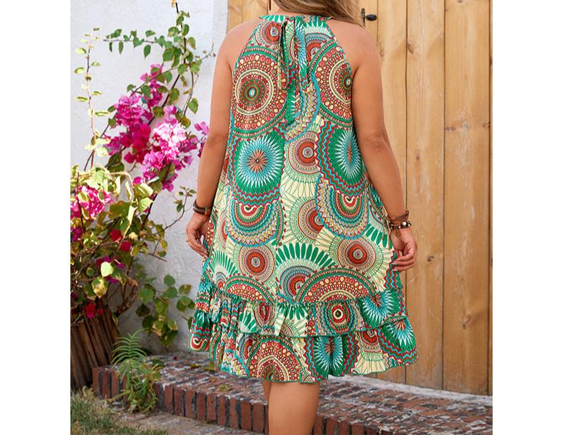 Colorful Tie Dye Print Halter Neck Dress 2024