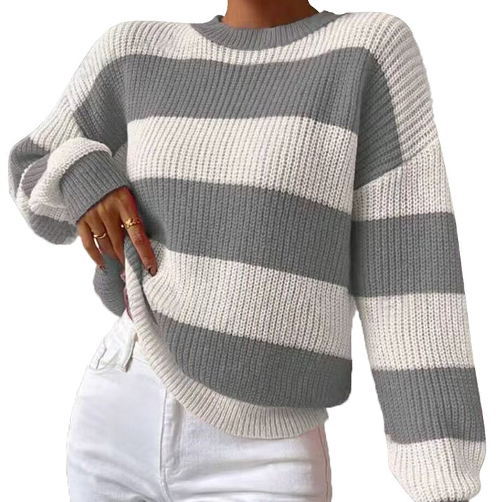 Ruby - Round Neck Drop Shoulder Long Sleeve Sweater For Fall Winter