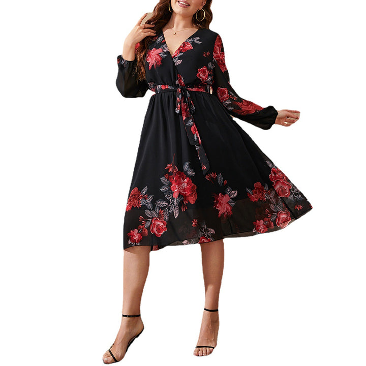 Red Floral Crisscross Wrap Midi Dress 2024