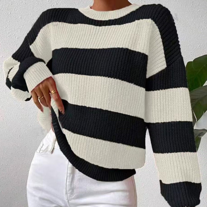 Ruby - Round Neck Drop Shoulder Long Sleeve Sweater For Fall Winter