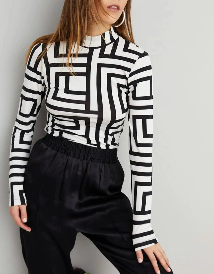 Cool & Sexy Women's Geometric LONG Regular Blouse