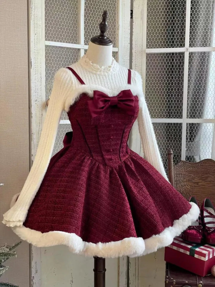 Lolita | 3-teiliges Set Weihnachtskleid Miniröcke