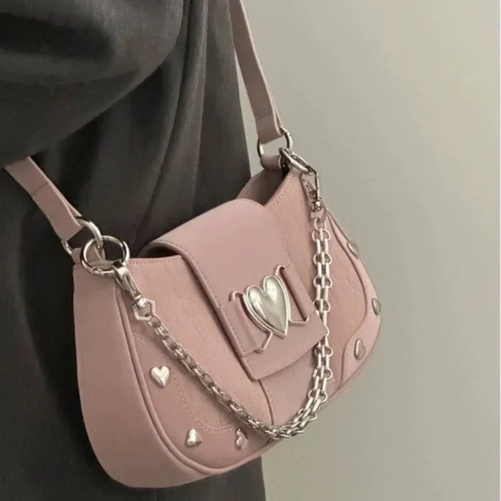 New Fashion Shoulder Bag PU Bags for Women Sweet Cool Subculture Pink