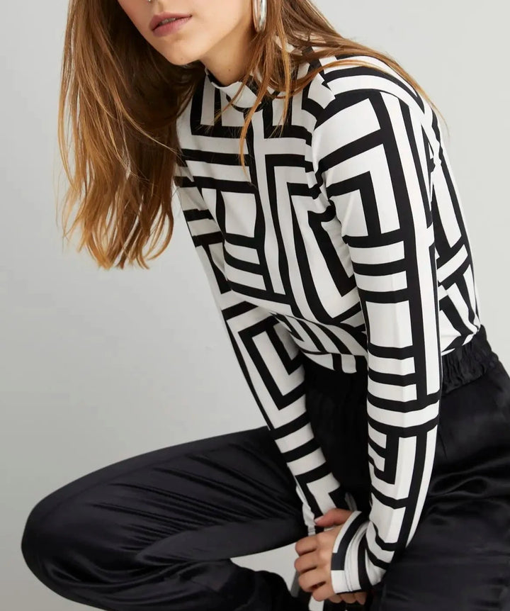 Cool & Sexy Women's Geometric LONG Regular Blouse