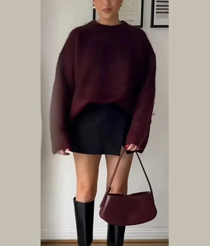 Corsa | Burgundy Knitted Long Sleeve Sweater