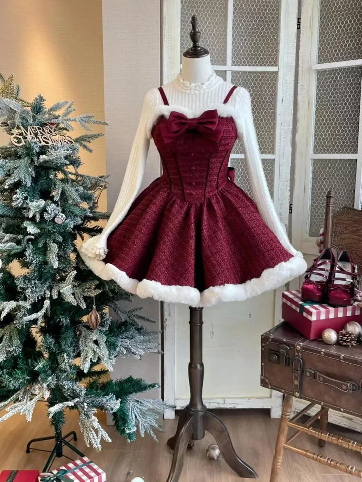 Lolita | 3-teiliges Set Weihnachtskleid Miniröcke
