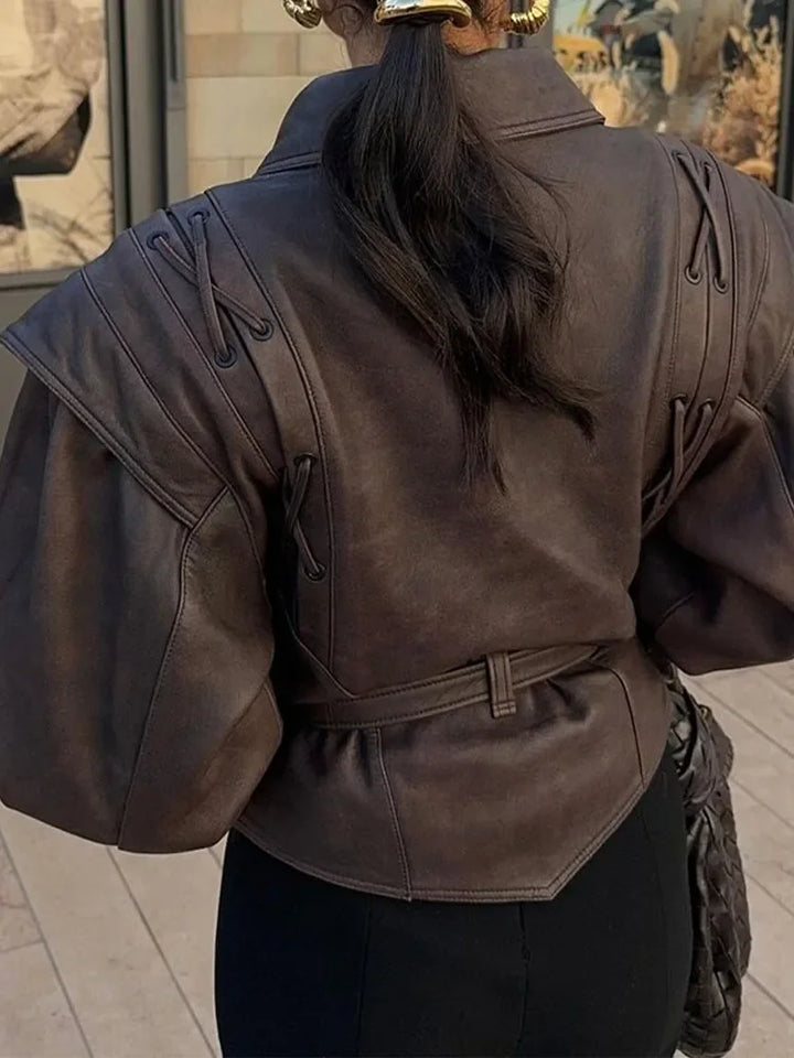 Rena | Leather strapped Jacket