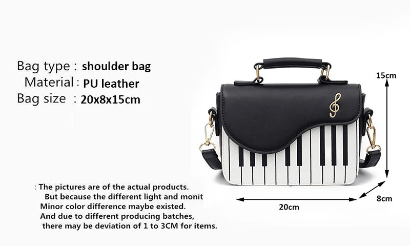 Korean Piano Design Women Shoulder Bags PU Leather