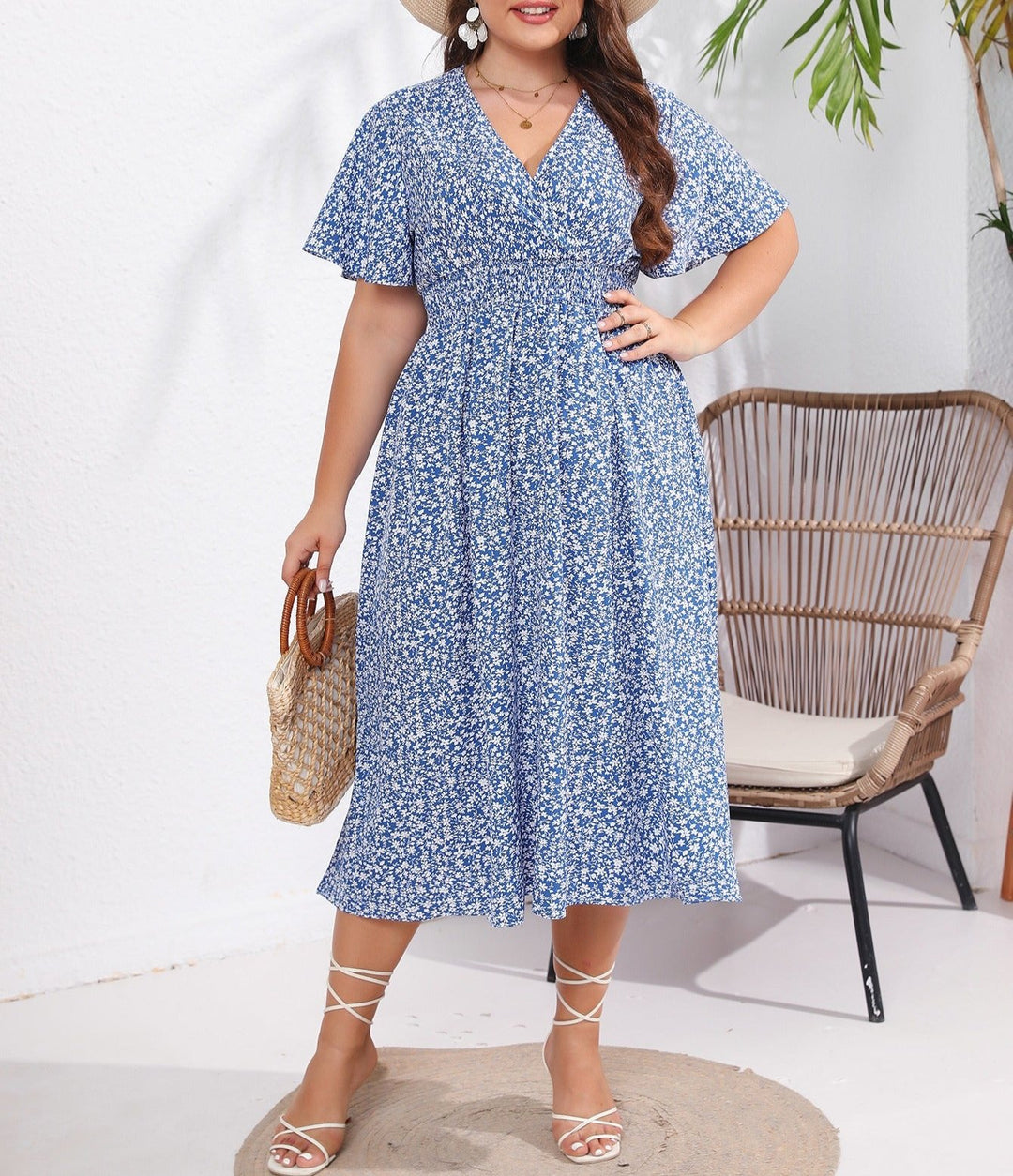 Ladies Vintage Summer Dress Women Casual Blue Beach Sundress Women 2024